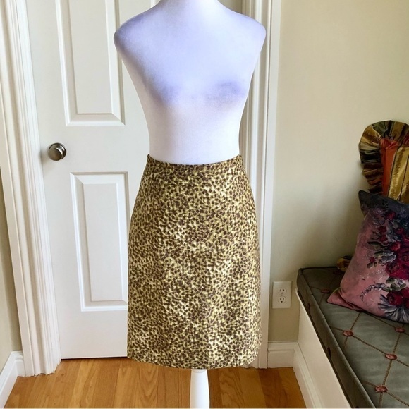 LOFT Skirt Pencil Cotton Silk Abstract Dot Leopard Print (6) - Picture 1 of 9